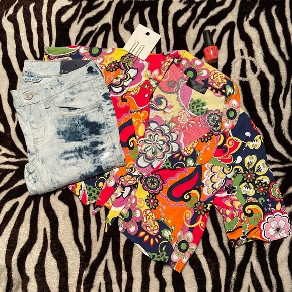 AEO Bleached Tye-Dye Skinny Jeans - Picture 2 of 8